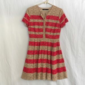 Ark & Co Red and Tan Lace Dress